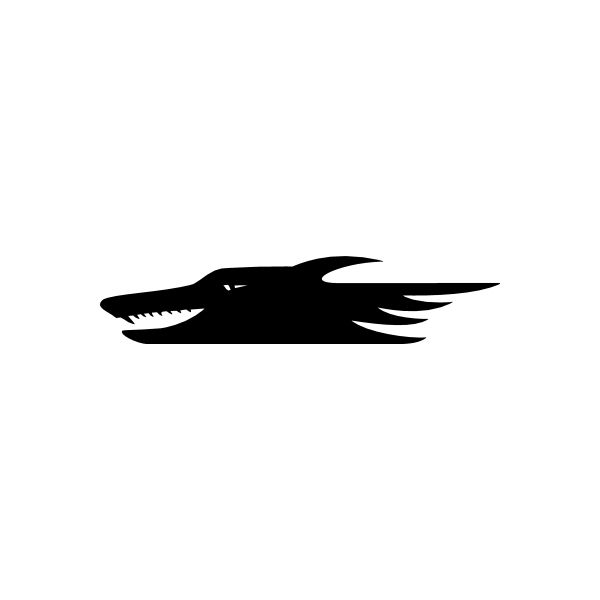 Black stylized car hood vinyl decal sticker with winged flame design