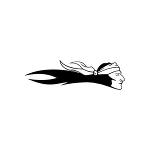Car window vinyl decal sticker with black Native American profile and feather headdress