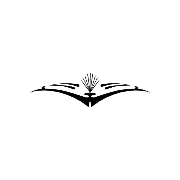 Car window vinyl decal, black tribal bird with sunburst rays and wings