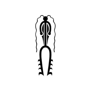 Car window vinyl decal with black Native-style tribal feather and droplet motif