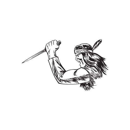 Image of Native American Warrior Stabbing Knife Decal