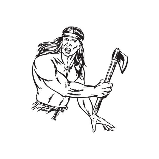 Image of Native American Warrior with Axe Decal