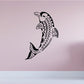 Dolphin decal with native Aztec-style tribal pattern, black outline and fill