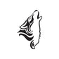 Howling wolf head decal, black silhouette