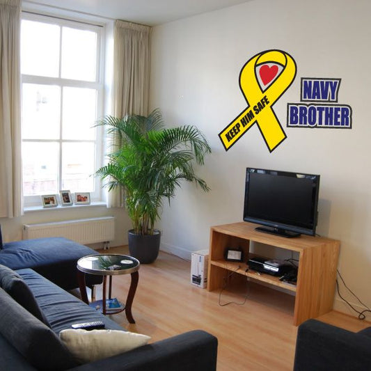 Image of Navy Brother Ribbon Printed Die Cut Decal