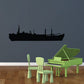 Cargo ship silhouette decal, dark navy/black long ship profile