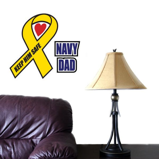 Image of Navy Dad Ribbon Printed Die Cut Decal