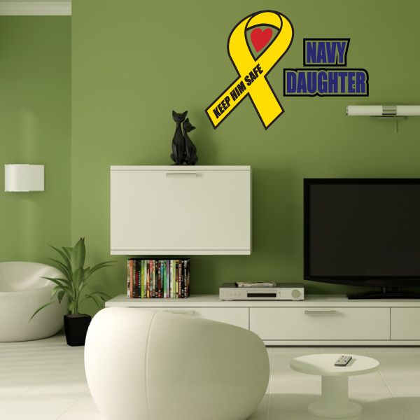 Image of Navy Daughter Ribbon Printed Die Cut Decal