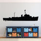 Navy destroyer ship wall decal, dark ship silhouette with mast and antennas