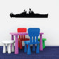Navy destroyer ship with crane decal, black ship silhouette