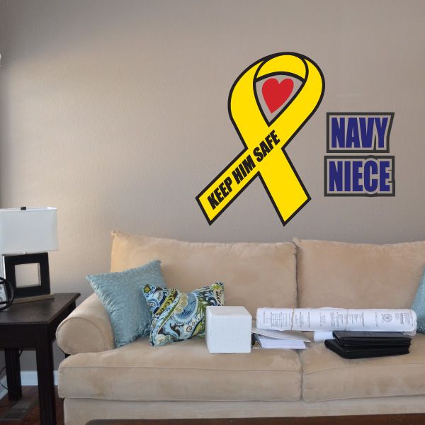 Image of Navy Niece Ribbon Printed Die Cut Decal