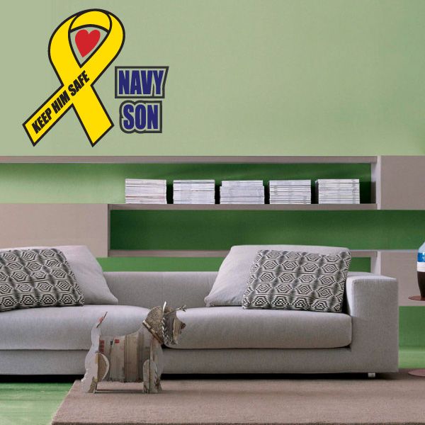 Image of Navy Son Ribbon Printed Die Cut Decal