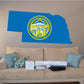 Nebraska state flag sticker with blue state outline and circular state seal
