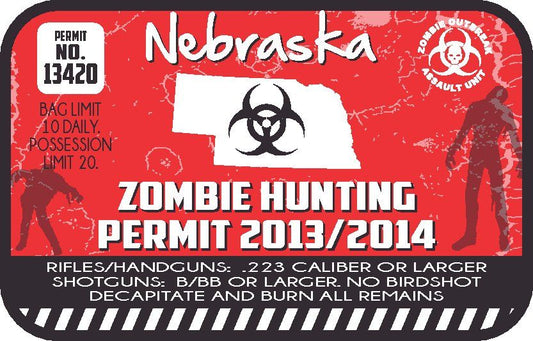 Image of Nebraska Zombie Hunting Permit Sticker