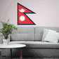 Nepal flag sticker with red field, blue border, white moon and stars