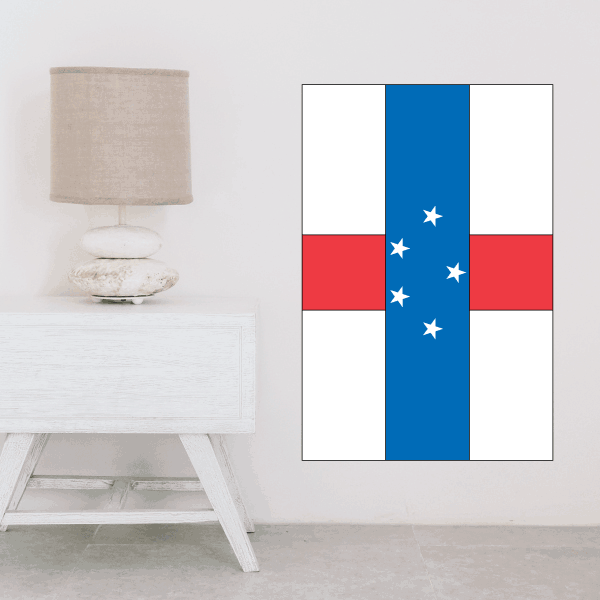 Netherlands Antilles flag sticker with blue center stripe and white stars