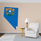 Nevada state flag shaped sticker, blue map with gold seal and white star