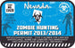 Blue Nevada zombie hunting permit sticker with text and biohazard symbol