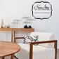 Never Stop wall decal set with script text and umbrella line icons in black