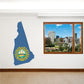 New Hampshire state flag sticker with blue outline and gold seal graphic