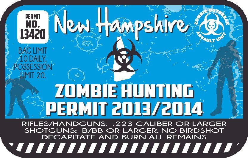 Image of New Hampshire Zombie Hunting Permit Sticker