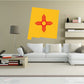 New Mexico state flag sticker, yellow square with red Zia sun symbol