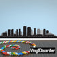 New Orleans skyline decal with dark city silhouette and multicolor tile border