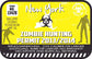 Zombie hunting permit sticker: New York, biohazard icon, yellow