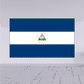Rectangular Nicaragua flag sticker with central coat of arms emblem