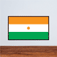 Rectangular Niger flag sticker with orange, white band, green stripes and small orange dot