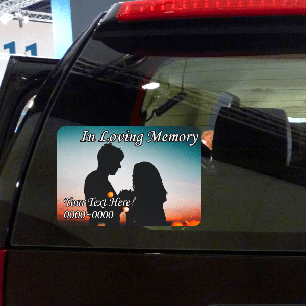 Custom memorial sticker In Loving Memory couple silhouettes and text field