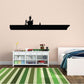 Aircraft carrier decal with black silhouette of ship and superstructure