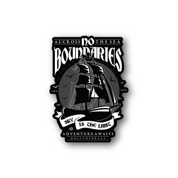 Pirate ship vinyl sticker with sailing ship graphic and bold text