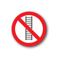 No Ladders sticker: red circle with white slash over black ladder icon