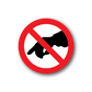 No pointing sticker with red circle slash over hand pointing icon