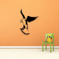 Hawk wall decal with wings spread and talons poised, black silhouette