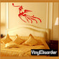 Noble Peacock decal, red peacock bird silhouette with long tail feathers on wall