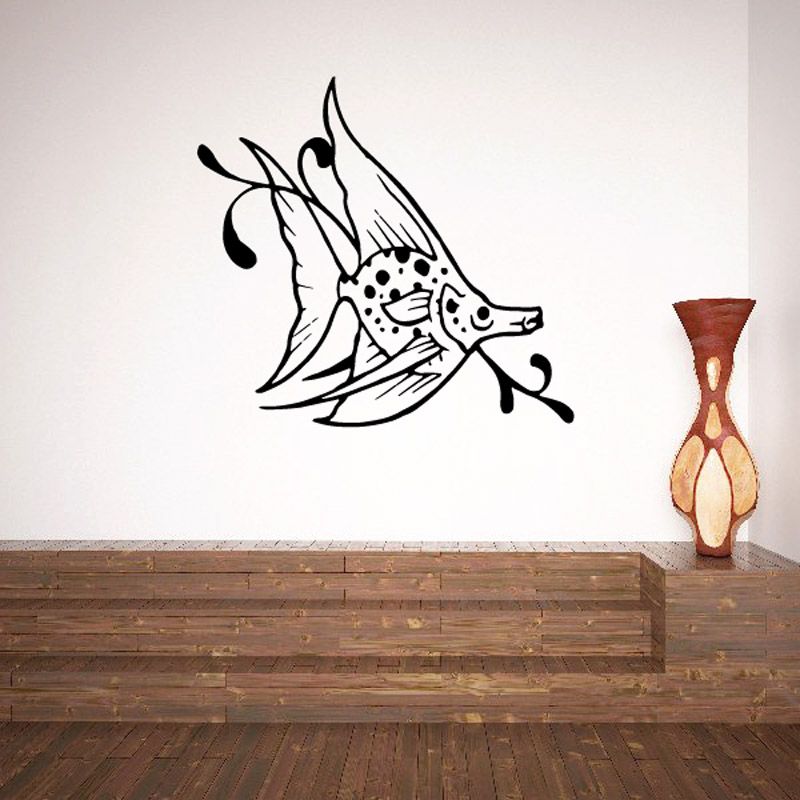 Image of Noble Spotted Angel Fish and Leaf Decal