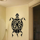 Black tribal turtle back decal with swirling filigree lines and shell pattern