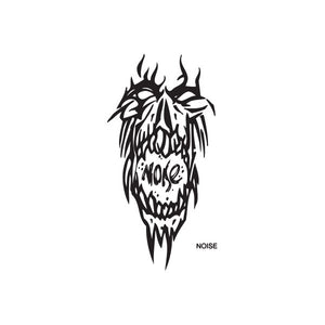 Noise graffiti decal with black skull face and flames, text 'NOISE' below