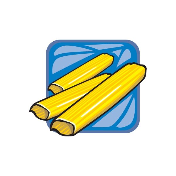 Noodles sticker with two yellow noodle sticks on a blue square