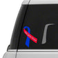 Noonan awareness ribbon vinyl sticker with blue ribbon and red banner