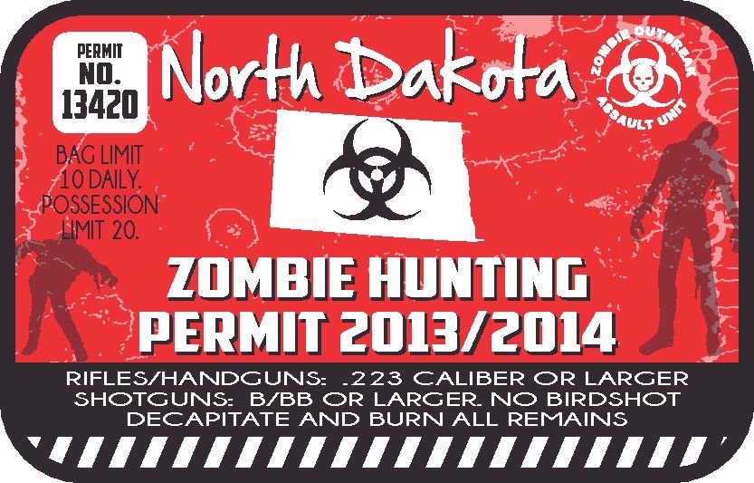 Image of North Dakota Zombie Hunting Permit Sticker