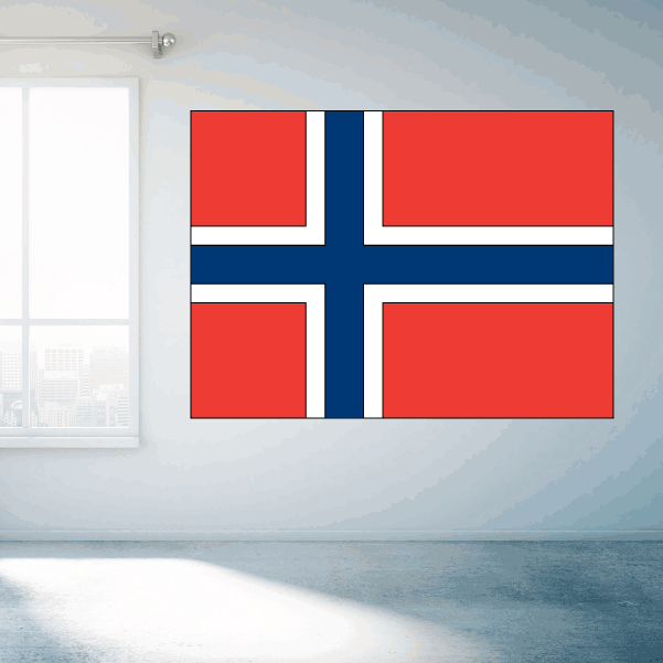 Norway flag sticker with red field, white border, and dark blue cross