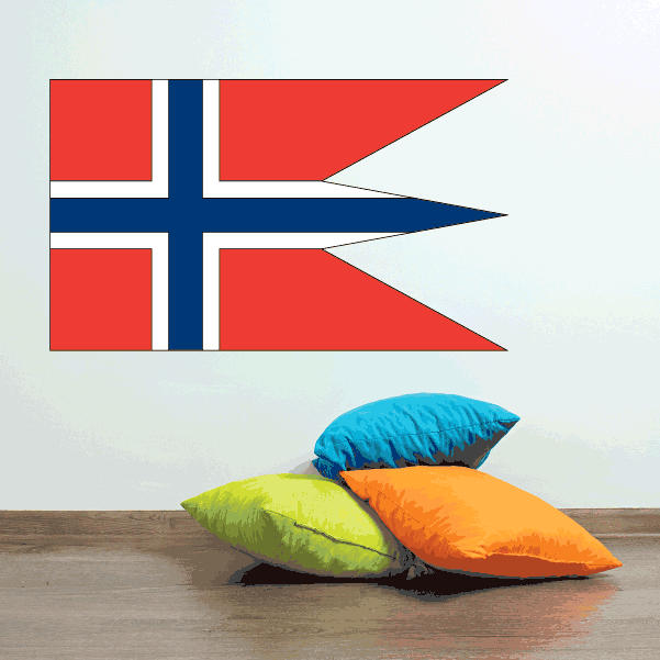 Norway flag sticker in a right-pointing, banner shape