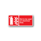Safety sticker, red rectangular with white electrical hazard icon and warning text.