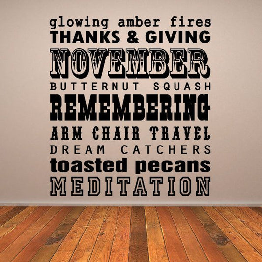 Image of November Word Collage Wall Decal