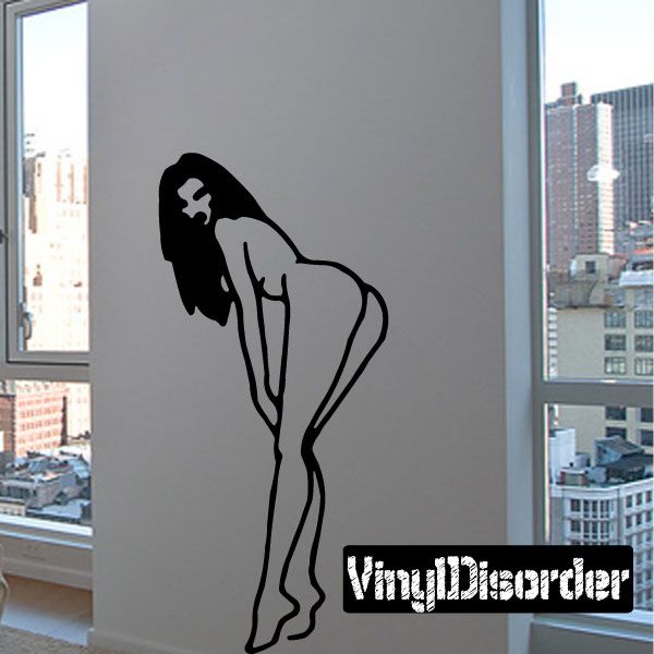 Black nude woman leaning wall decal