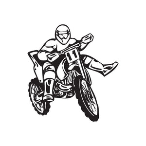 Dirt bike number 11 decal showing a motocross rider in black and white