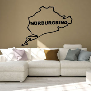 Nurburgring race track wall decal with black outline map and NURBURGRING text
